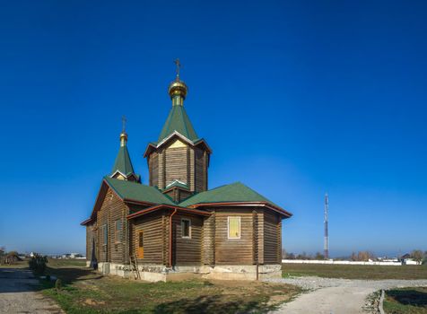 Odessa, Ukraine - 11.10.2018. Unfinished and abandoned wooden church in Aleksandrovka village, Ukraine