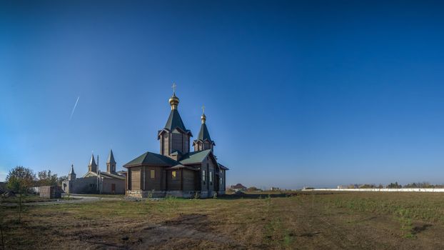 Odessa, Ukraine - 11.10.2018. Unfinished and abandoned wooden church in Aleksandrovka village, Ukraine