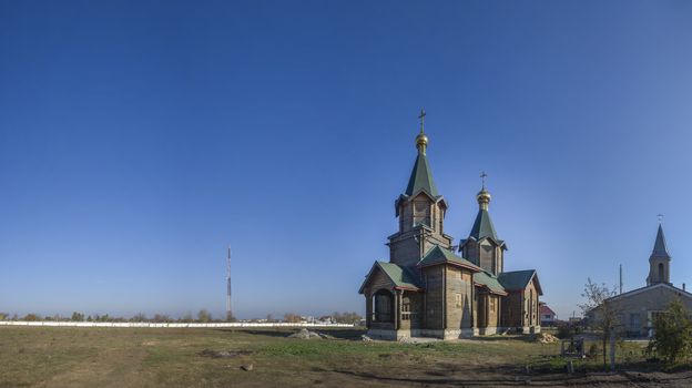 Odessa, Ukraine - 11.10.2018. Unfinished and abandoned wooden church in Aleksandrovka village, Ukraine