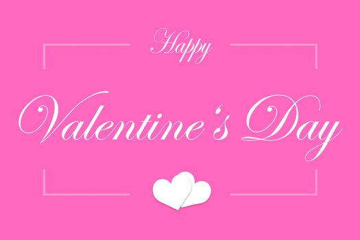 Pink illustration card with text Happy Valentine's Day and hearts