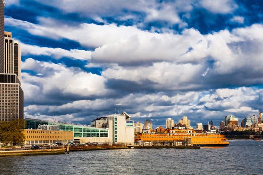 New York City, Staten Island Ferry departs from Battery Park