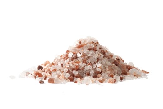 Himalayan Salt Raw Crystals Pile Isolated on White Background