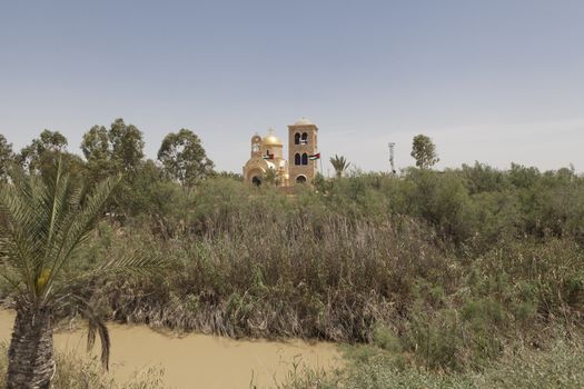 Jordan river baptism site in the desert 