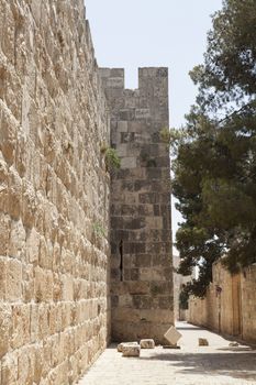 Jerusalem Surruonding Stone Wall and Narrow Streets