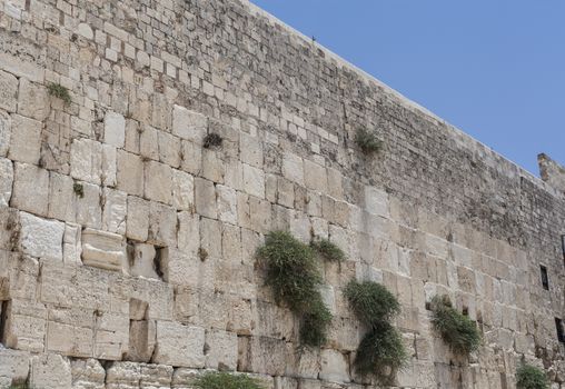 The wailing wall "kotel" with blue sky 