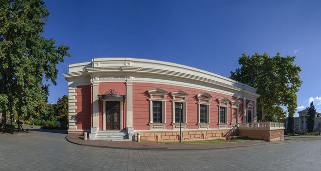 Odessa, Ukraine - 09.25.2018. Theater Square, the most popular tourist place in Odessa, Ukraine in a sunny day