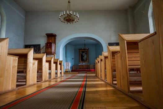 Evangelic Lutheran Church in Koknese, Latvia. Interior of the Koknese Evangelical Lutheran Church. Church was built in 1687. 