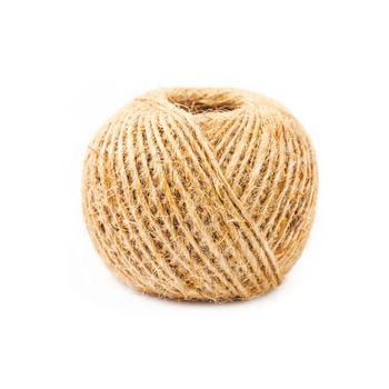 Hemp rope roll isolated on white background.