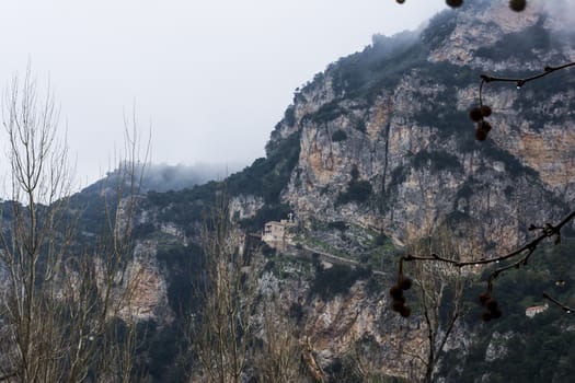 Moni Timiou Prodromou. Old monastery in mountains, Arcadia, Greece