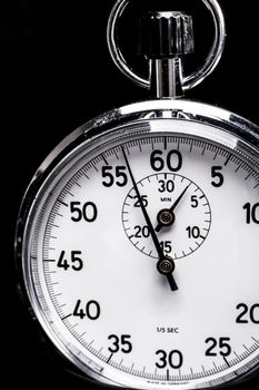 Silver chronometer object isolated on black background