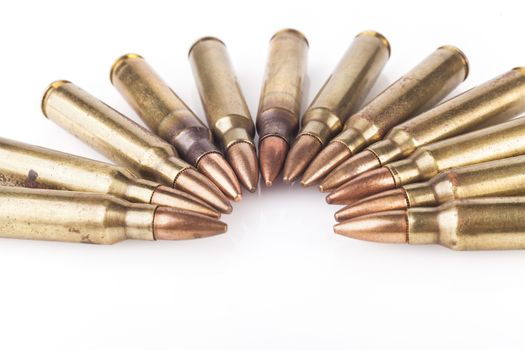 Rifle Bullets Isolated on White Background