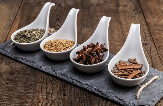 Some sort of spices on wood old table