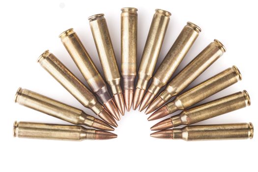 Rifle Bullets Isolated on White Background