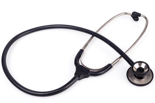 Black Stethoscope Close-up Isolated On White Background