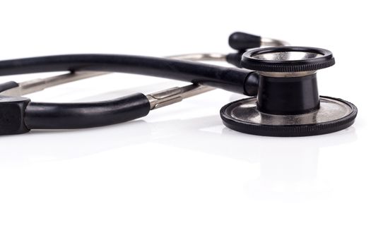 Black Stethoscope Close-up Isolated On White Background