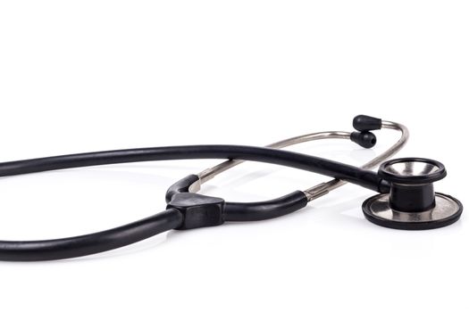 Black Stethoscope Close-up Isolated On White Background