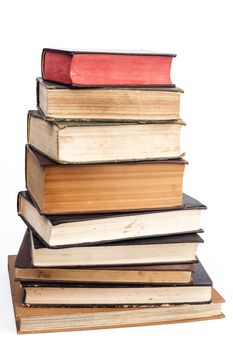 Old Books pile isolated on white background