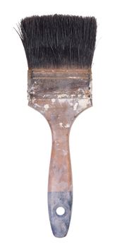 Old and used paint brush, on white background
