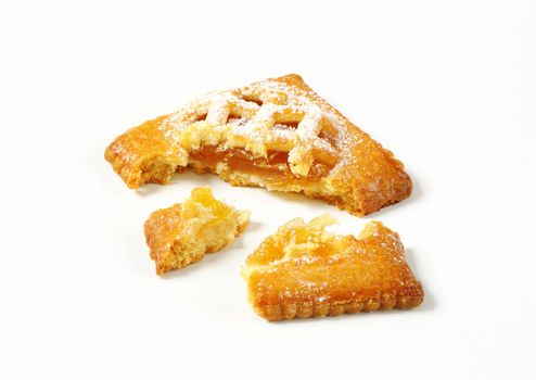 Little lattice-topped pie with apricot filling