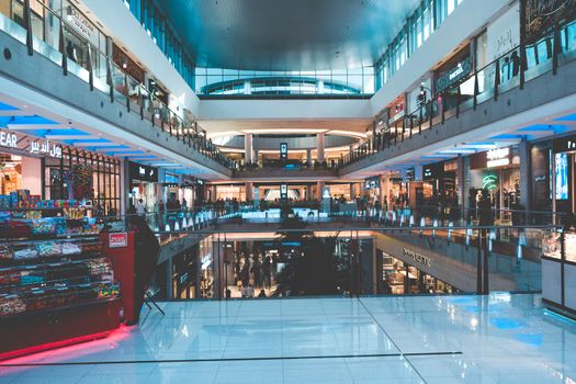 November 15, 2016 - Dubai UAE / UNITED ARAB EMIRATES: The Mall of Emirates, largest shopping mall in the world. Within there is also an aquarium and a variety of shops.