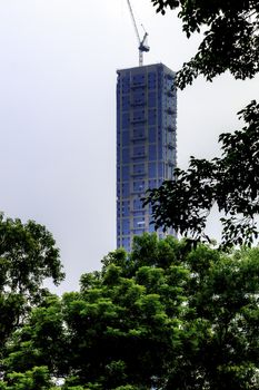 CHATTERJEE INTENATIONAL CENTRE, KOLKATA / INDIA ASIA - AUGUST 31 2018: Recently renovated and completely new modern look of Calcutta"s famous tallest building