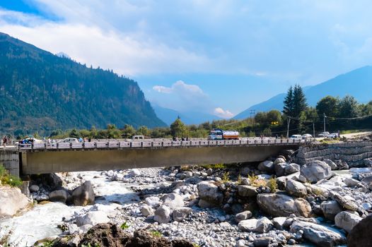 Landscape view of Manali City, Himachal Pradesh, Kullu, India.