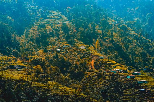 Panorama landscape view of Himalayan Kashmir valley, Himalaya, India, Asia.