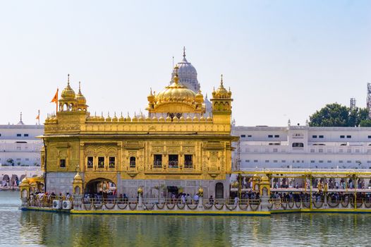 Golden Temple (Harmandir Sahib Gurdwara ) in Amritsar, Punjab, India, Asia. The most sacred icon and worship place of Sikh religion.