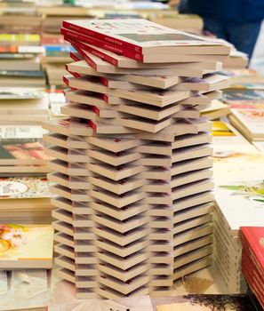 Stack of books stored as  Education and  business concept