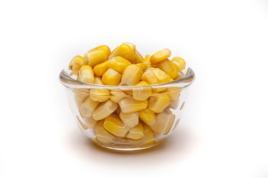 Corn Beans in a bowl isolated on white background with shadow