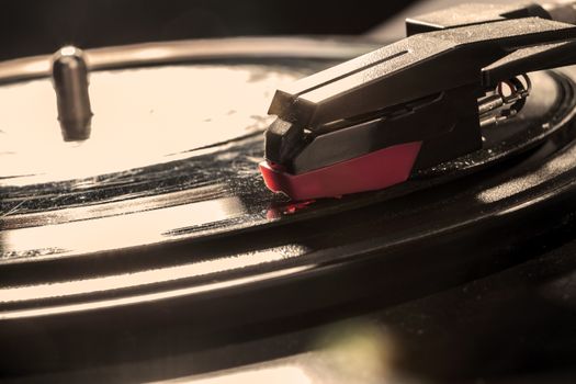 Closeup to a black pickup with disk