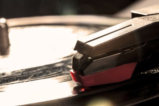 Closeup to a black pickup with disk