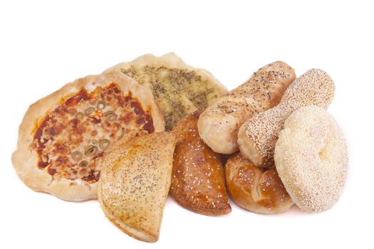 Tasty pastry assorment isolated on white background
