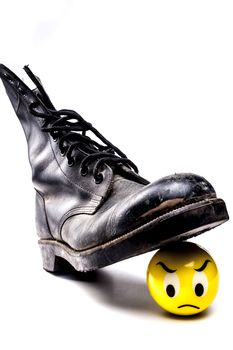 Army boot isolated on white background with shadow