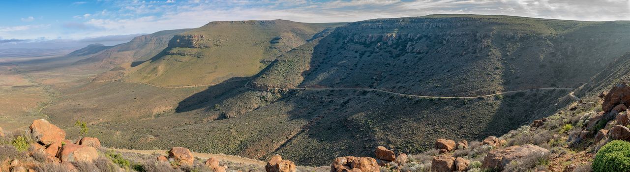 A panoramic view of the Gannaga Pass in the Tankwa Karoo of South Africa