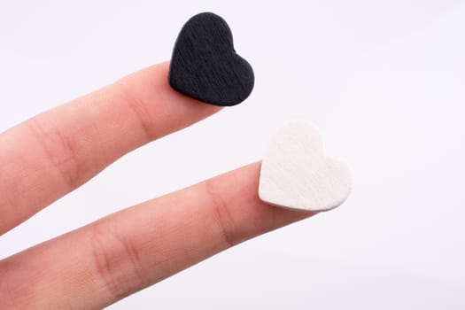 Hand with small hearts on a white background