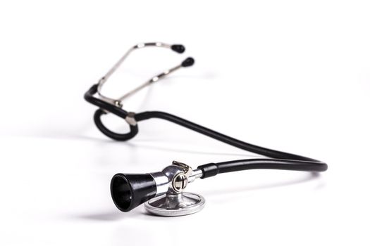 Black Stethoscope Close-up Isolated On White Background