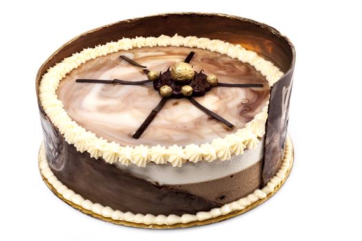 Chocolate Bitrhday Cake Isolated on White Background