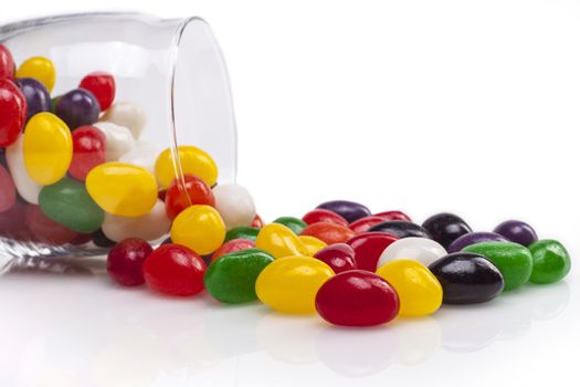 Running out candies isolated on white background with shadow