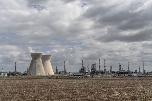 Clouds,industry buildings and agricultural land picture