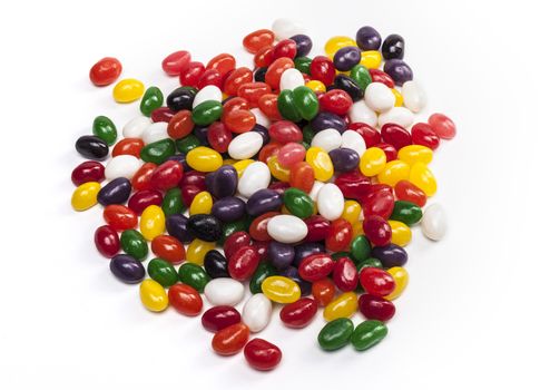 Colorful candies isolated on white background with shadow