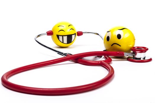 Isolated Red Stethoscope on White Background