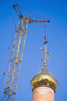 The construction of the beautiful Russian Christian church. Religion