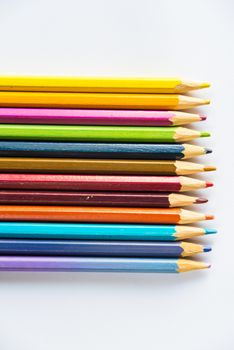 Colour pencils on white background, isolated