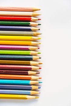Colour pencils on white background, isolated