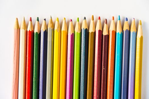 Colour pencils on white background, isolated