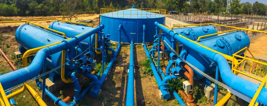 Water treatment plants of the Waterworks in Thailand.