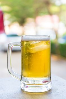 Beer on the table in the midst of
nature