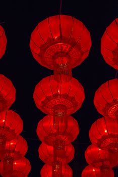 Red lanterns that decorate the place. Chinese New Year