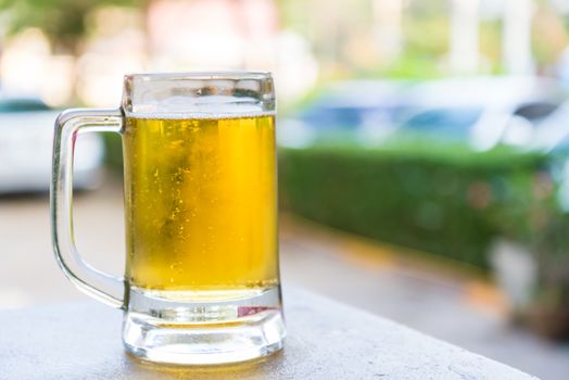 Beer on the table in the midst of
nature